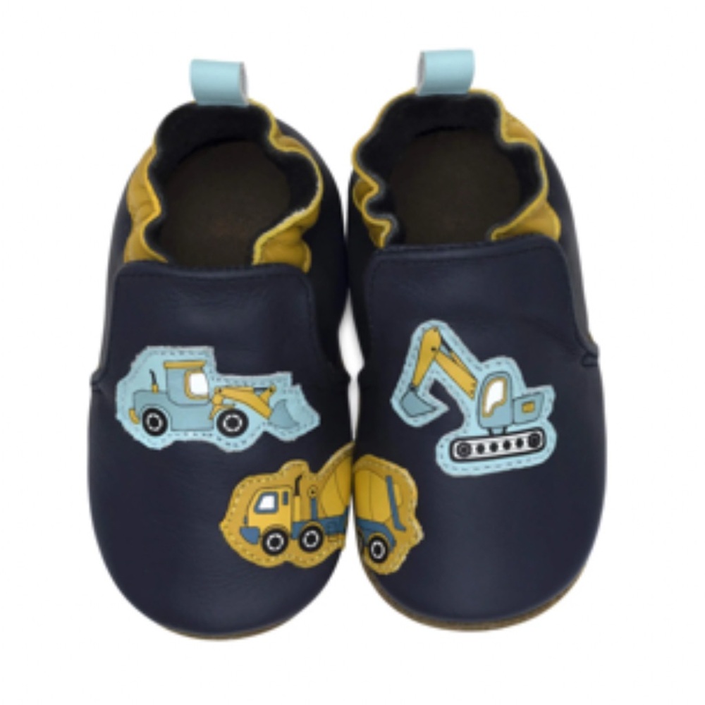 Robeez Dark Blue Baby Shoes with Construction Patches